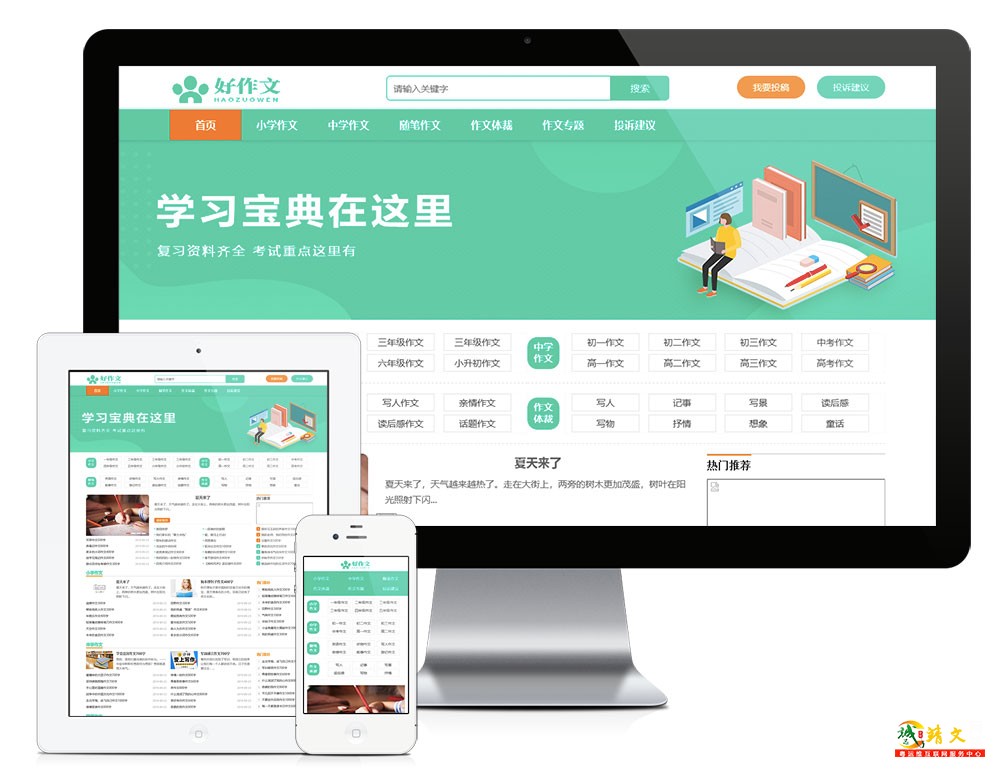 精美简洁作文范文网站模板11900